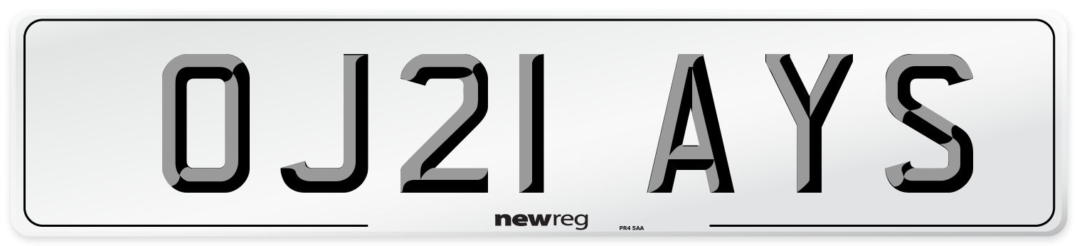 OJ21 AYS Number Plate from New Reg